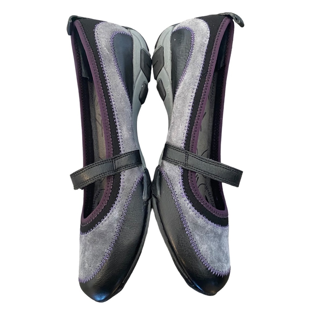 Hush Puppies Grey Suede, Purple and Black Leather Slip On with Velcro Strap 9.5 - Picture 2 of 13